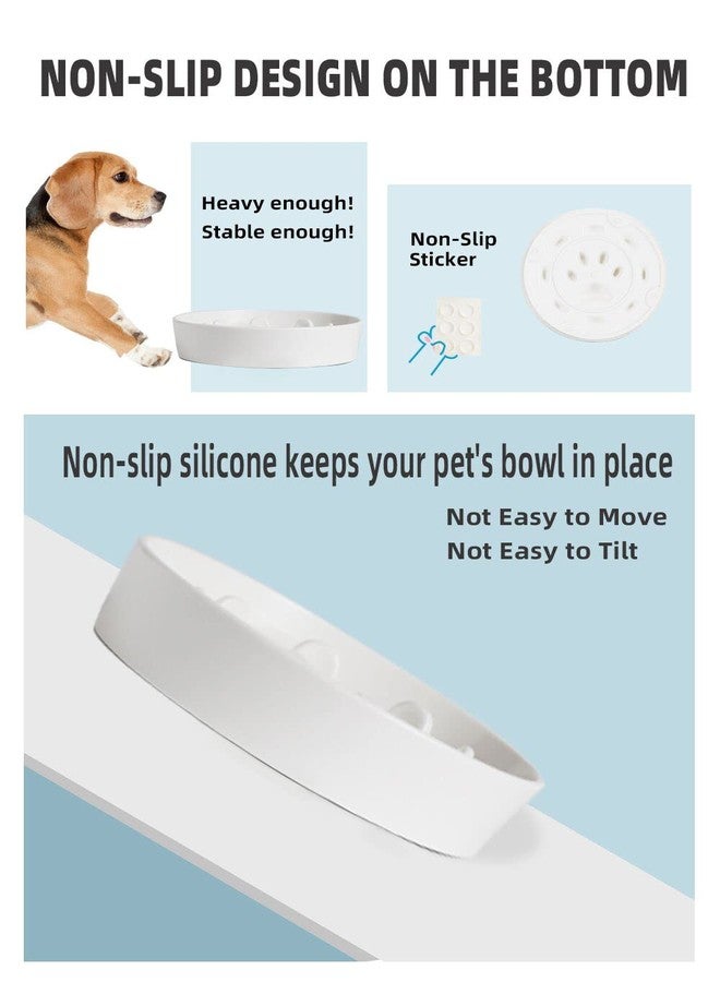HAOTOP Ceramic Fun Slow Feeder Bowl, Porcelain Slow Eater Bowl for Medium Sized Dogs (White) - Image 3